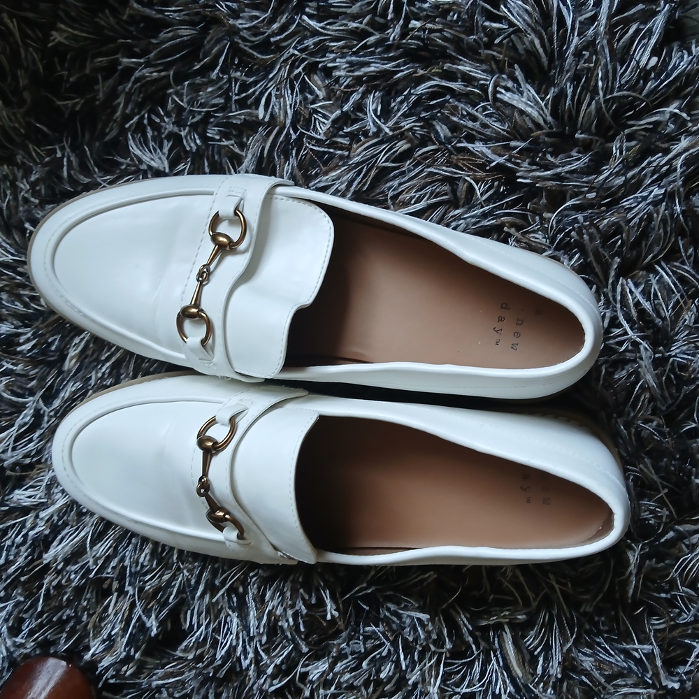 a new day Ivory Loafers with Metallic Detail